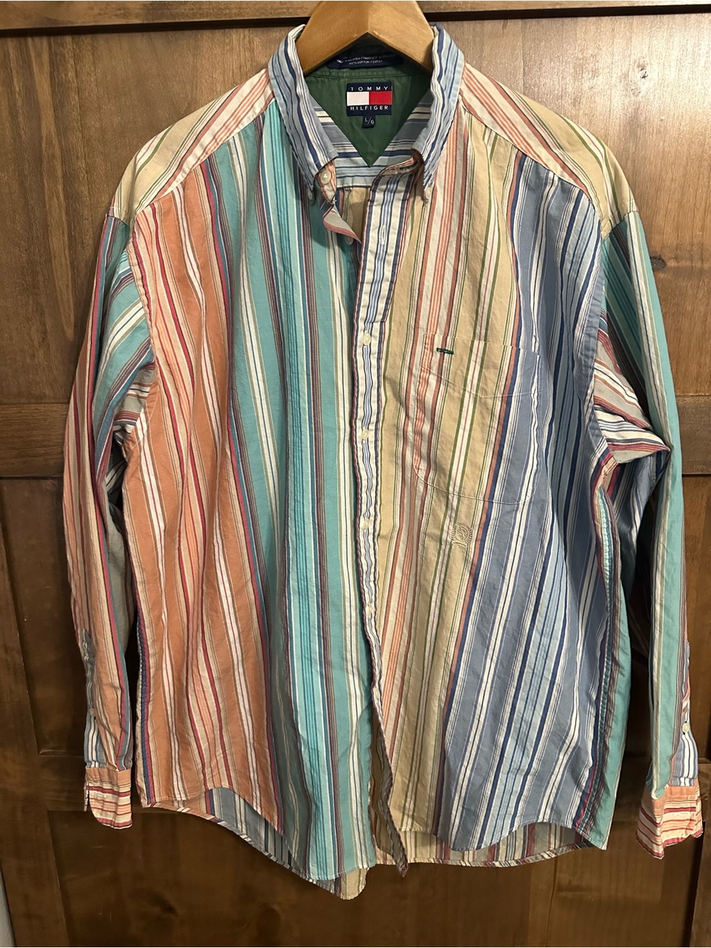 Y2K Vintage Tommy Hilfiger Striped Button-up Mens’s Large Preppy Cotton